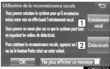 TOYOTA Tacoma N300 (2016) - Affichage des écrans d'apprentissage de la reconnaissance VOCALE et du didacticiel - 1