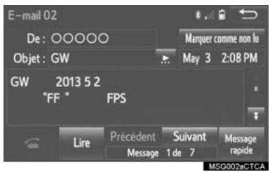 TOYOTA Tacoma N300 (2016) - APPEL À PARTIR de l'affichage dumessage par courriel/ sms/mms - 1
