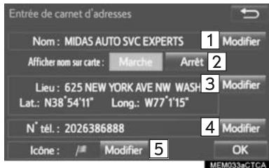 TOYOTA Tacoma N300 (2016) - Modification d'une adresse dans le CARNET - 1