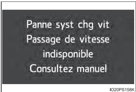Panne syst chg vit Passage de vitesse indisponible Consultez manuel