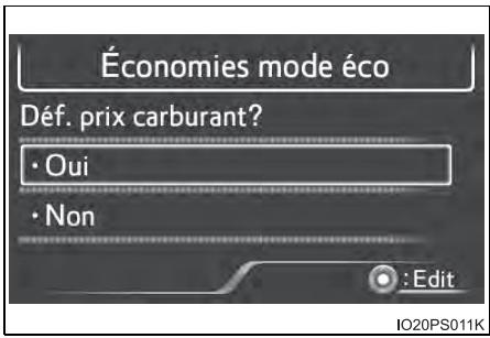 Économies mode éco Déf. prix carburant? • Oui • Non : Edit IO20PS011K