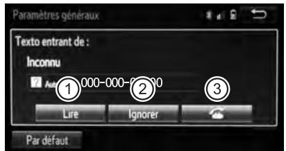 Paramètres généraux Texto entrant de : Inconnu 1 000-000-000 2 3 Live Ignorer Par défaut