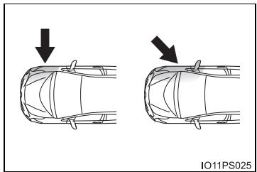 TOYOTA Prius (2018) - ■ Types de collisions susceptibles de ne pas entraîner le déploiement des coussins gonflables SRS (coussins gonflables SRS avant) - 2