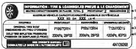 DODGE Charger (2013) - Étiquette d'information sur les pneus et la charge - 1