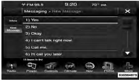 DODGE Charger (2013) - Transmission de messages au moyen des touches programmables : - 1