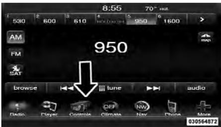 DODGE Charger (2013) - Fonctionnement des sièges chauffants avant – véhicules équipés du système Uconnect Touch ^MC 8.4 et 8.4 avec navigation - 1