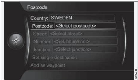 VOLVO Sensus (2015) système multimédia - Recherche avec un code postal - 1