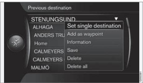 VOLVO Sensus (2015) système multimédia - Recherche avec des destinations precedentes - 1