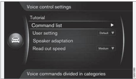 VOLVO Sensus (2015) système multimédia - Listedescommands - 1