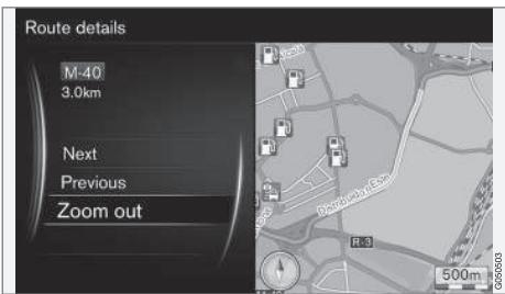 VOLVO Sensus (2015) système multimédia - Trajet Info. détaillées sur l'itinéraire - 1