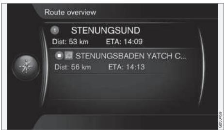 VOLVO Sensus (2015) système multimédia - Vue d'ensemble de l'itinéraire - 2