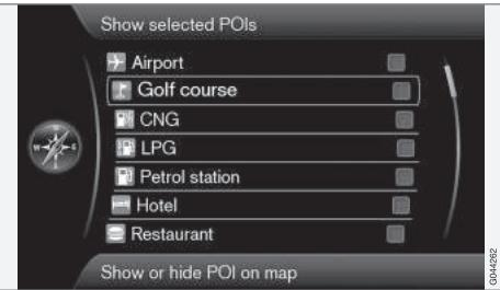 VOLVO Sensus (2015) système multimédia - Paramètres Options de carte Symboles de PI - 1