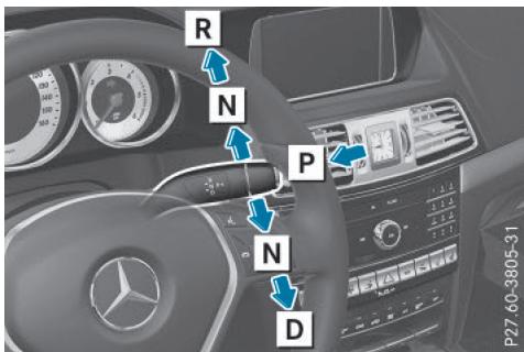 Mercedes-Benz Classe E Coupé (2016-2020) - Vue d'ensemble de la commande de boîte de vitesses - 1