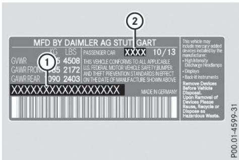 Mercedes-Benz Classe E Coupé (2016-2020) - Plaque constructeur avec numero d'identification du vehicule (VIN) - 2