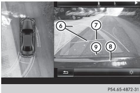 Mercedes-Benz Classe E Coupé (2016-2020) - Vue de dessus et image fournie par la camera de recul - 2