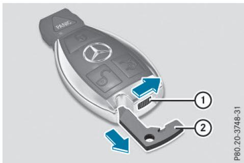 Mercedes-Benz Classe E Coupé (2016-2020) - Retrait de la clé de secours - 1