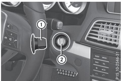 Mercedes-Benz Classe E Coupé (2016-2020) - Positions de la clé avec la fonction KEYLESS-GO - 1