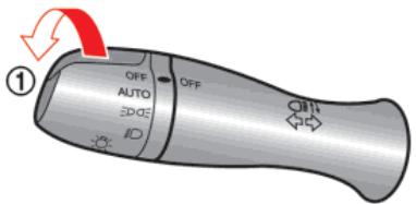 NISSAN GT-R Phase 5 (2017) - Tournez la commande d'éclairage en position : - 1