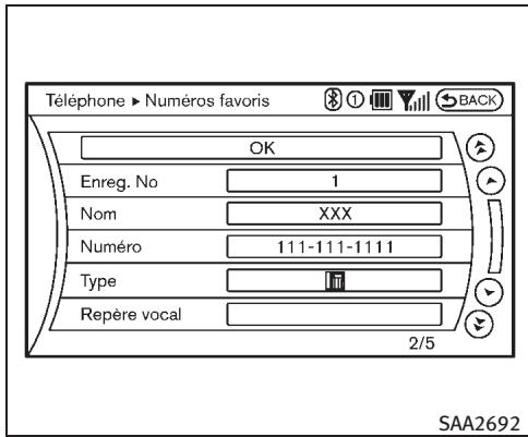 INFINITI EX (2010) - Éditer le Répertoire téléphonique - 1