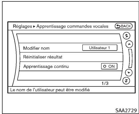 INFINITI EX (2010) - Enregistrement de la voix de l'utilisateur dans le système : - 4