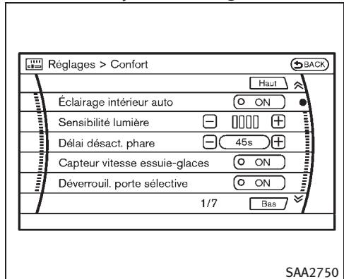 INFINITI EX (2010) - Autres réglages (modèles avec système de navigation) - 2