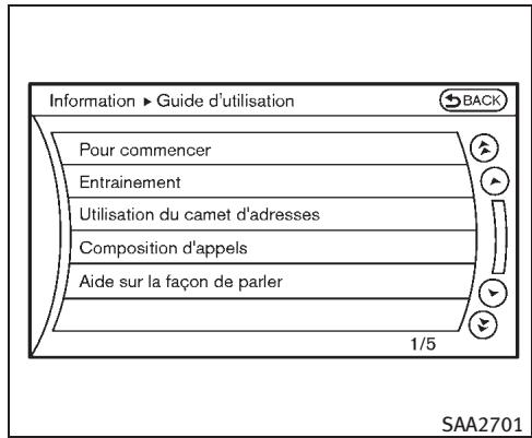 INFINITI EX (2010) - Affichage du guide d'utilisation - 1