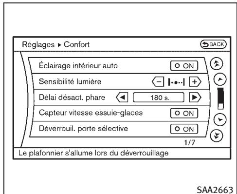 INFINITI EX (2010) - Autres réglages (modèles avec système de navigation) - 1