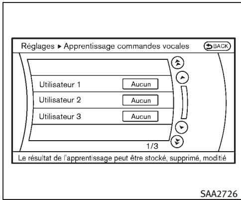 INFINITI EX (2010) - Enregistrement de la voix de l'utilisateur dans le système : - 1