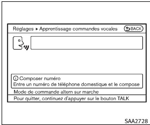 INFINITI EX (2010) - Enregistrement de la voix de l'utilisateur dans le système : - 3