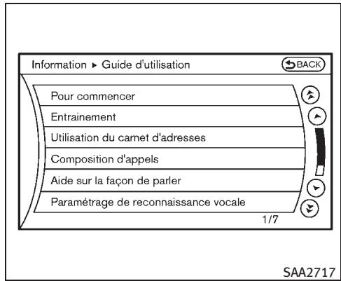 INFINITI EX (2010) - Liste des commandes d'aide - 1