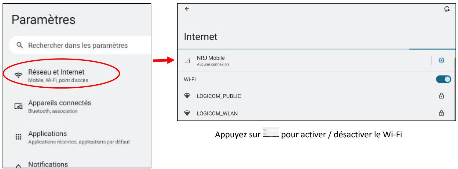LOGICOM TABXXL14 - Activer / Désactiver la connexion Wi-Fi - 1