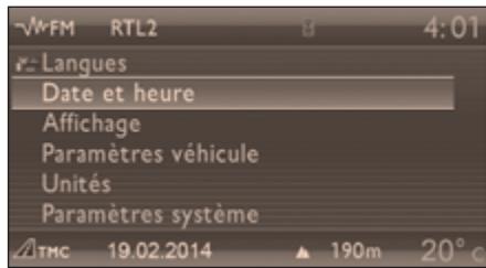 PEUGEOT 207 CC Phase 3 (2012-2015) - Menu "SETUP - 1