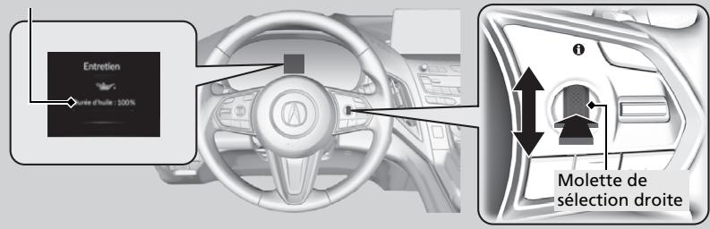 Acura RDX (2019) - Affichage de l'information de l'aide-mémoire d'entretien - 1