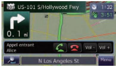 SUBARU Forester (2008-2010) Système audio et de navigation - Lorsqu'un appel est reçu, le menu d'opération de réponse apparait sur l'écran. - 1