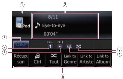 SUBARU Forester (2008-2010) Système audio et de navigation - Appuyez sur le bouton SRC/OFF pour afficher l'écran "iPod". - 1