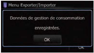 SUBARU Forester (2008-2010) Système audio et de navigation - Exportation des données de "Consummation" depuis l'écran "Menu Exporter/Importer" - 2
