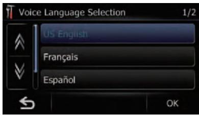 SUBARU Forester (2008-2010) Système audio et de navigation - Touchez la langue que vous souhaitez utiliser sur l'écran. - 1