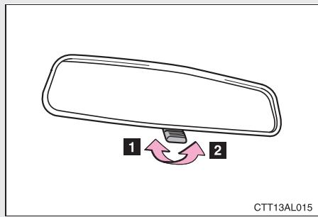 TOYOTA Matrix (2012) - 1-3. Equipements réglables (sièges, rétroviseurs, volant) Rétroviseur interieur anti'éblouissement - 1