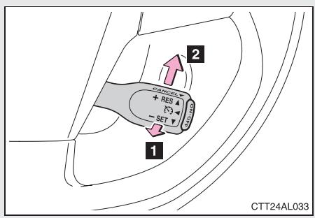 TOYOTA Matrix (2012) - Annulation et reprise du mode de régulation à vitesse constante - 1
