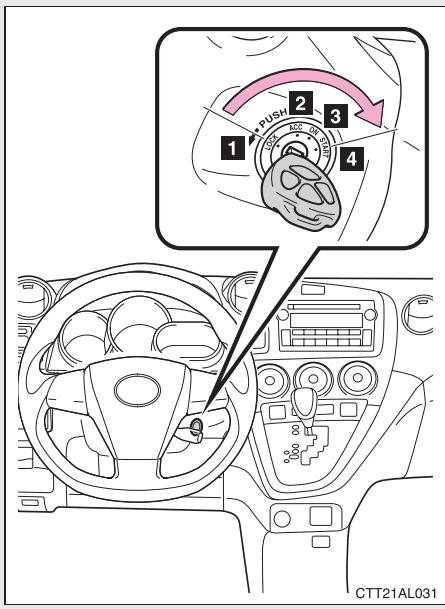 TOYOTA Matrix (2012) - Changement de position du contacteur de démarrage - 1