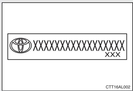 TOYOTA Matrix (2012) - Étiquettes de prévention contre le vol (sauf pour le Canada) - 1
