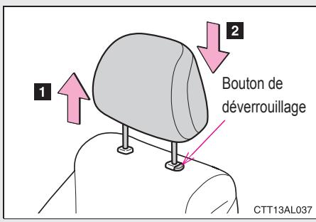 TOYOTA Matrix (2012) - 1-3. Equipements réglables (sièges, rétroviseurs, volant) Appuis-tête - 1