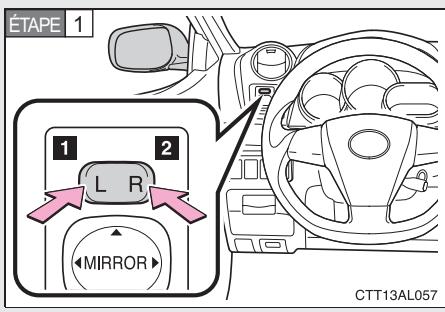 TOYOTA Matrix (2012) - 1-3. Equipements réglables (sièges, rétroviseurs, volant) Rétroviseurs extérieurs - 1