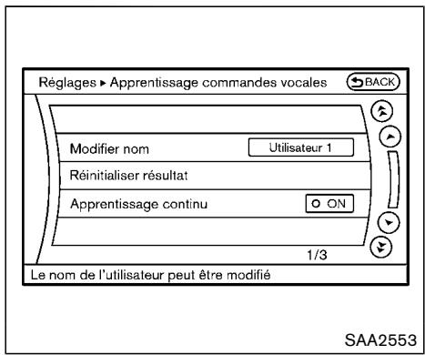 NISSAN 370 Z (2016) - Enregistrement de la voix de l'utilisateur dans le système : - 4