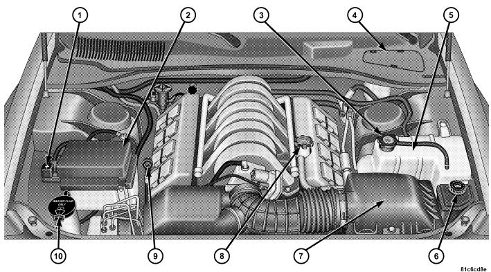 Chrysler 300 (2004-2010) - COMPARTIMENT MOTEUR 6,1 L - 1