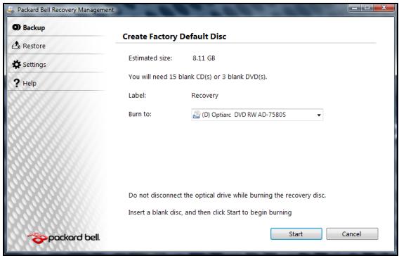 PACKARD BELL ONETWO XX.U6Q [U83] - Création de disques de restauration - 3