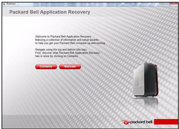 PACKARD BELL ONETWO XX.U6Q [U83] - Pour restaurer des logiciels et pilotes préinstallés : - 1