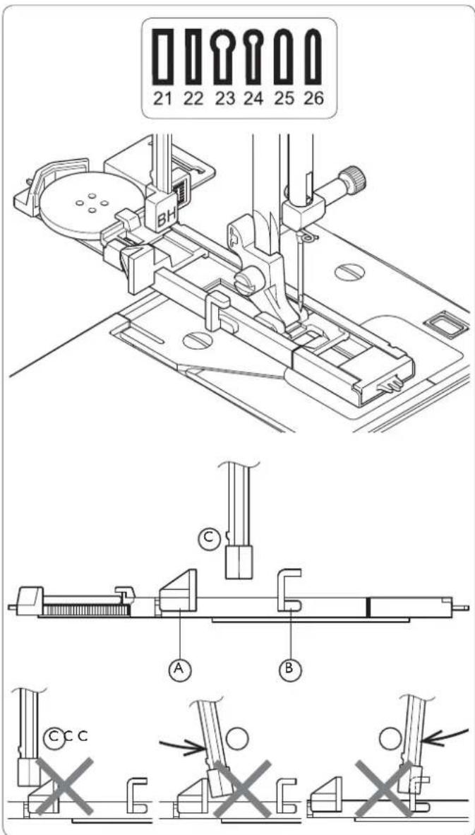 HUSQVARNA Viking H Class 600E - Utiliser le pied pour boutonnières - 2