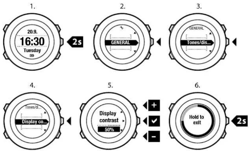 SUUNTO Ambit2 S - Réglage du contraste de l'affichage - 1