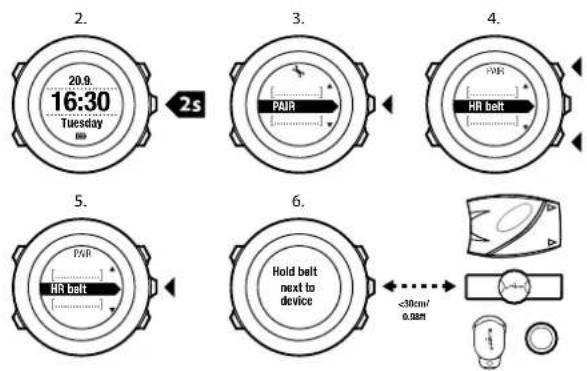 SUUNTO Ambit2 S - Liaison d'un capteur de vitesse ou d'une ceinture de fréquence cardiaque - 1